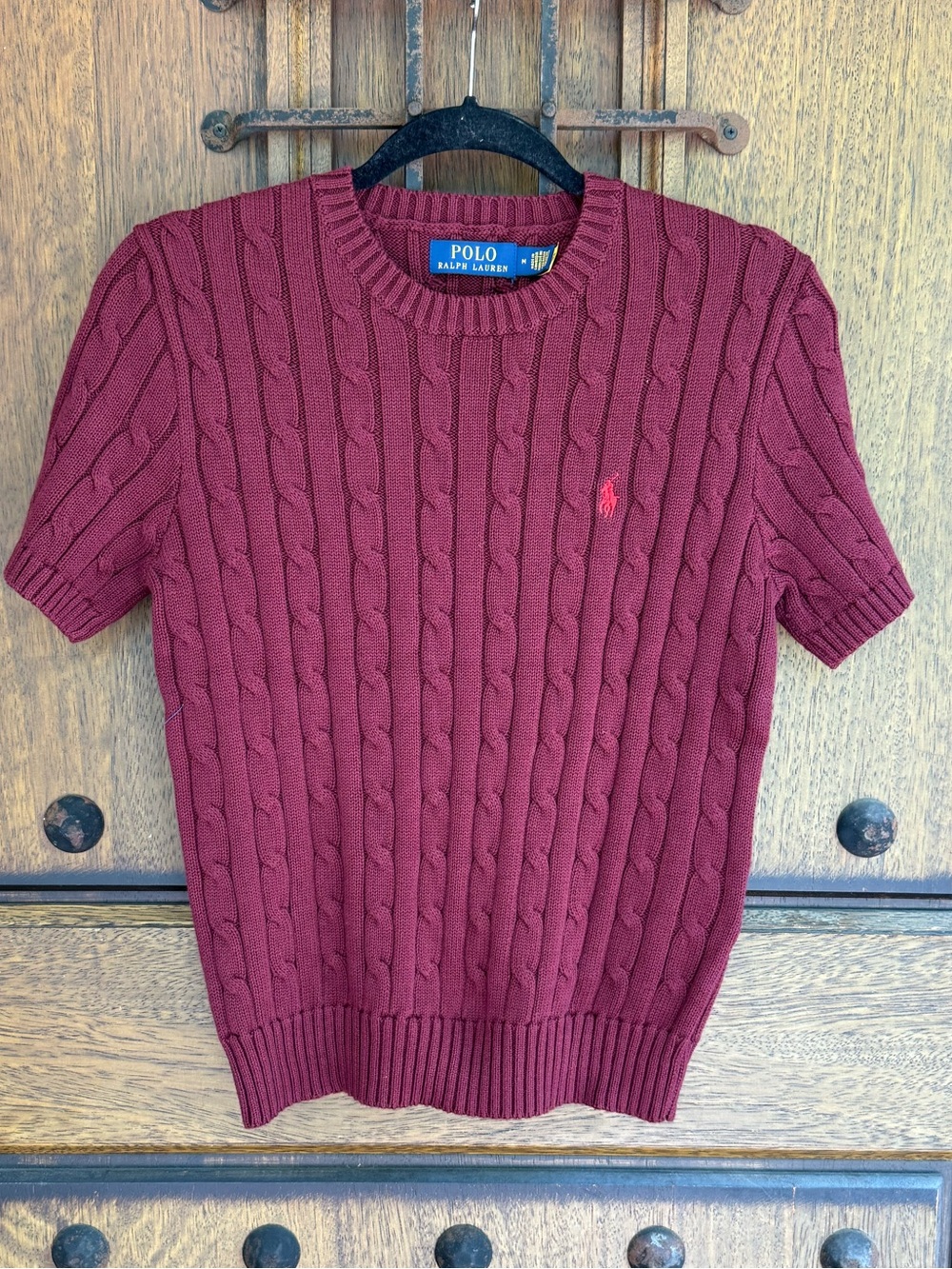 Polo by Ralph Lauren Women's Cable-Knit Crewneck Sweater Burgundy Size M